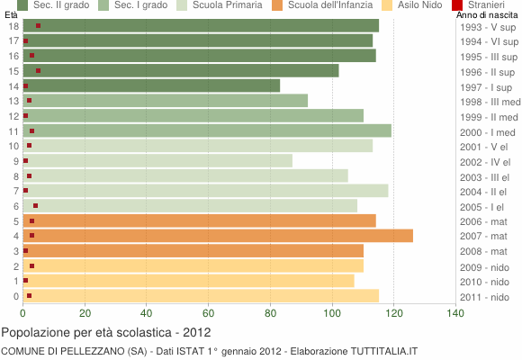 Grafico Popolazione in età scolastica - Pellezzano 2012