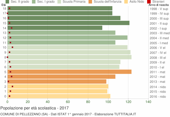 Grafico Popolazione in età scolastica - Pellezzano 2017