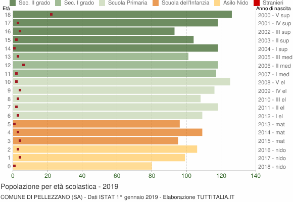 Grafico Popolazione in età scolastica - Pellezzano 2019