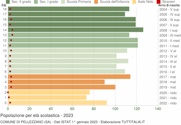 Grafico Popolazione in età scolastica - Pellezzano 2023