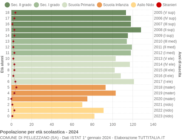 Grafico Popolazione in età scolastica - Pellezzano 2024