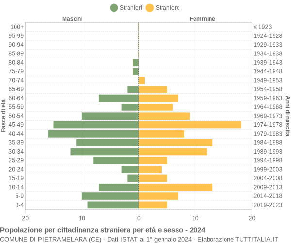 Grafico cittadini stranieri - Pietramelara 2024