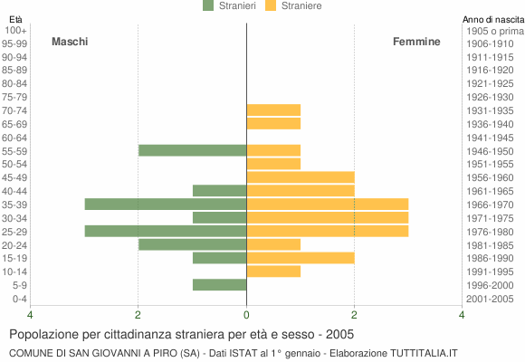 Grafico cittadini stranieri - San Giovanni a Piro 2005