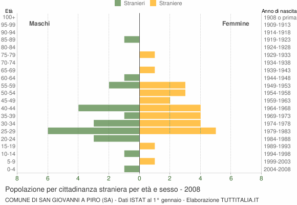 Grafico cittadini stranieri - San Giovanni a Piro 2008