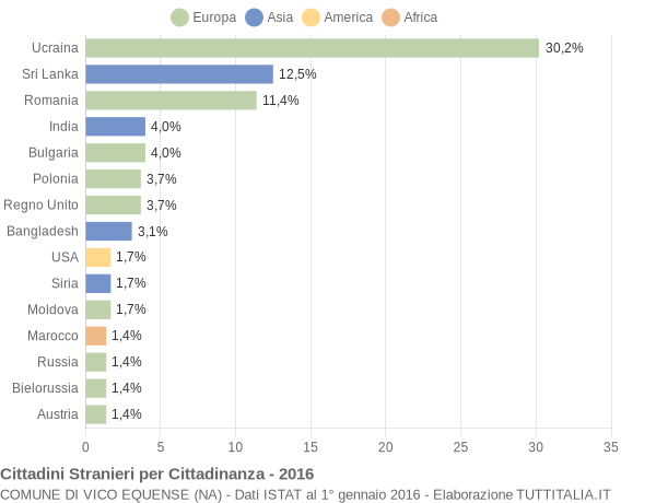 Grafico cittadinanza stranieri - Vico Equense 2016