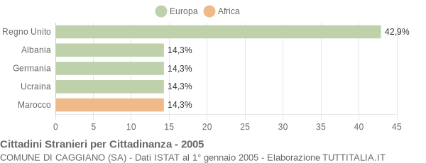 Grafico cittadinanza stranieri - Caggiano 2005