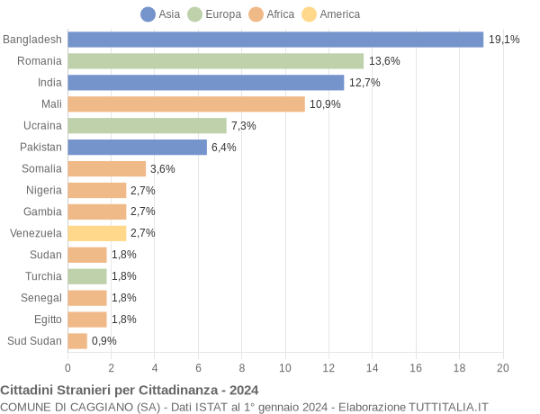 Grafico cittadinanza stranieri - Caggiano 2024