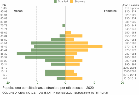 Grafico cittadini stranieri - Cervino 2020