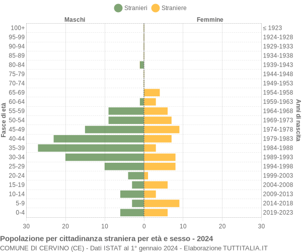 Grafico cittadini stranieri - Cervino 2024