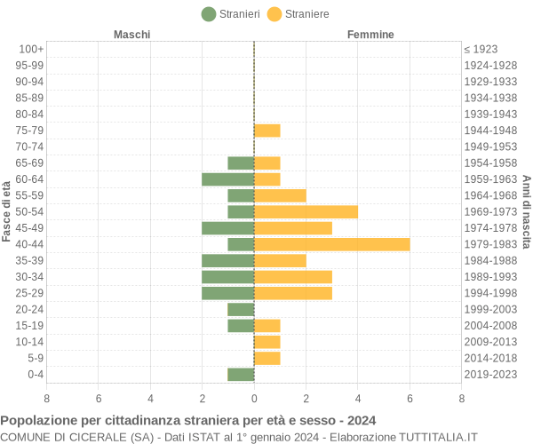 Grafico cittadini stranieri - Cicerale 2024