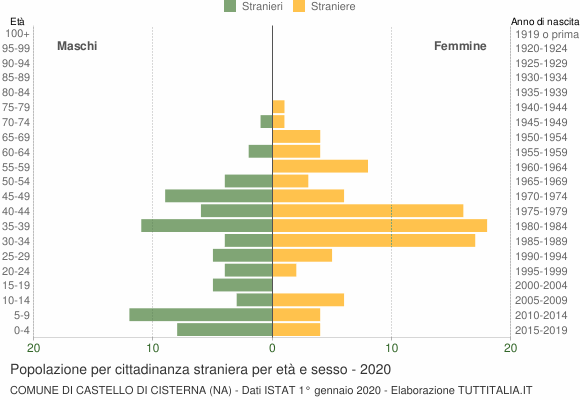 Grafico cittadini stranieri - Castello di Cisterna 2020