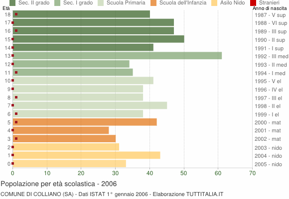 Grafico Popolazione in età scolastica - Colliano 2006