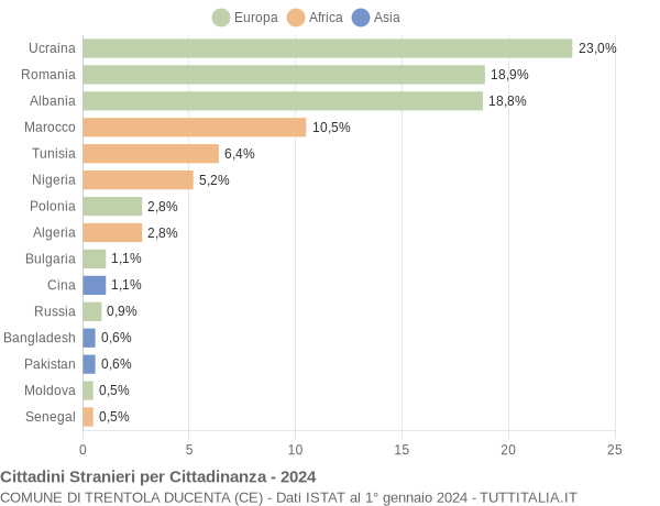 Grafico cittadinanza stranieri - Trentola Ducenta 2024