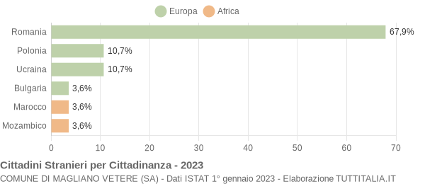 Grafico cittadinanza stranieri - Magliano Vetere 2023