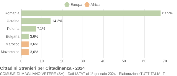 Grafico cittadinanza stranieri - Magliano Vetere 2024