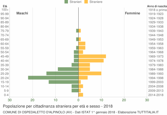 Grafico cittadini stranieri - Ospedaletto d'Alpinolo 2018