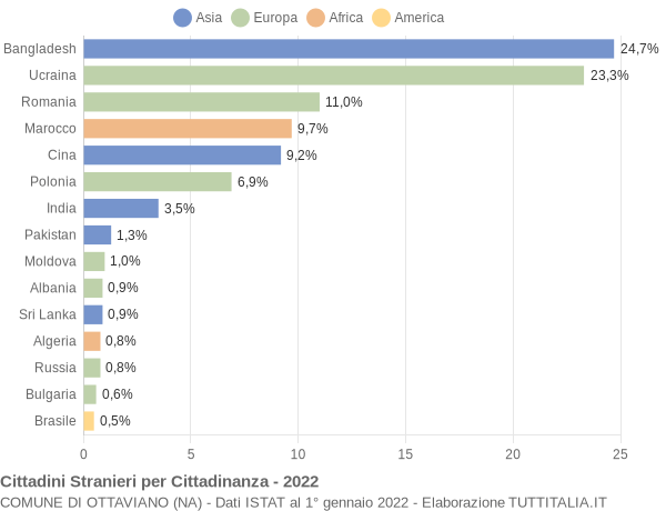 Grafico cittadinanza stranieri - Ottaviano 2022