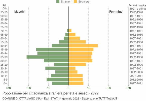 Grafico cittadini stranieri - Ottaviano 2022