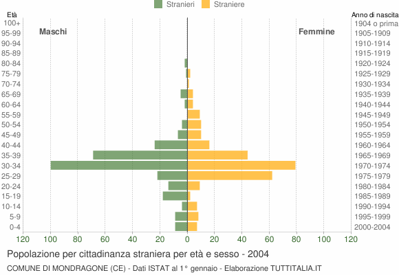 Grafico cittadini stranieri - Mondragone 2004
