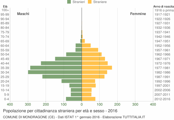 Grafico cittadini stranieri - Mondragone 2016