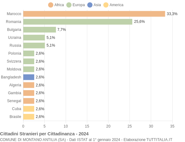 Grafico cittadinanza stranieri - Montano Antilia 2024