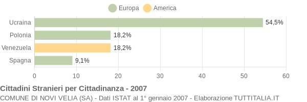 Grafico cittadinanza stranieri - Novi Velia 2007