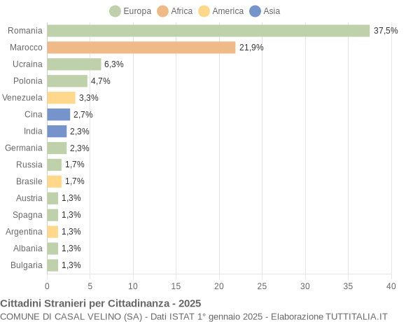 Grafico cittadinanza stranieri - Casal Velino 2025