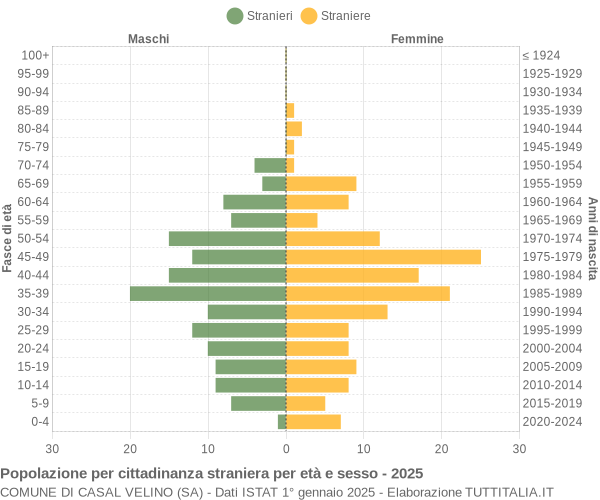 Grafico cittadini stranieri - Casal Velino 2025