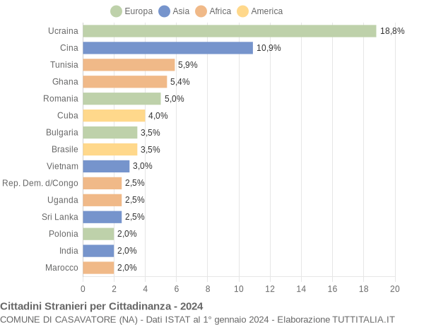 Grafico cittadinanza stranieri - Casavatore 2024