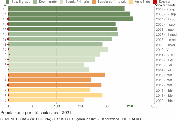 Grafico Popolazione in età scolastica - Casavatore 2021