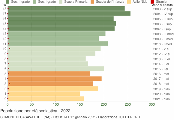 Grafico Popolazione in età scolastica - Casavatore 2022