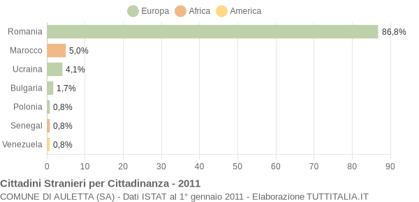 Grafico cittadinanza stranieri - Auletta 2011