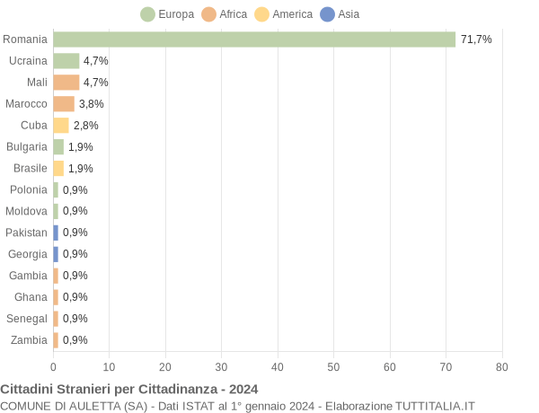 Grafico cittadinanza stranieri - Auletta 2024