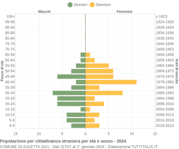 Grafico cittadini stranieri - Auletta 2024