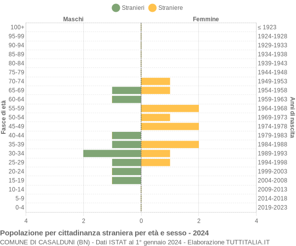 Grafico cittadini stranieri - Casalduni 2024