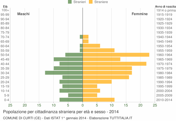 Grafico cittadini stranieri - Curti 2014