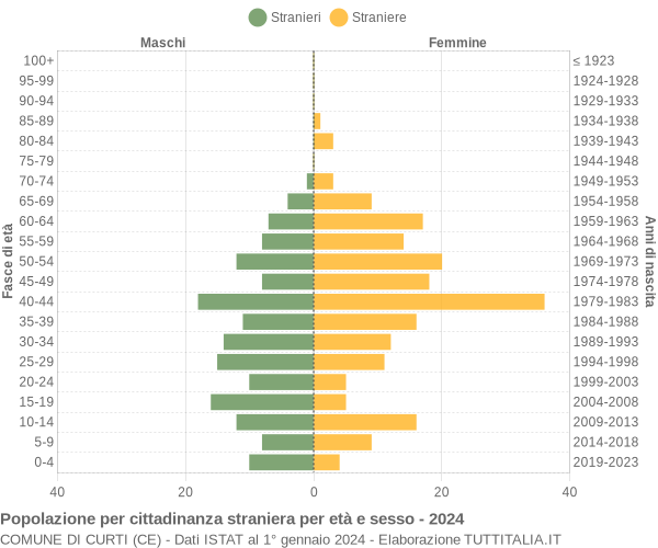 Grafico cittadini stranieri - Curti 2024