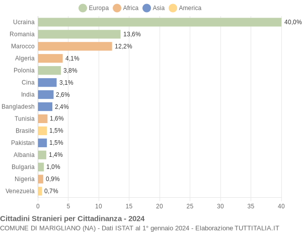 Grafico cittadinanza stranieri - Marigliano 2024