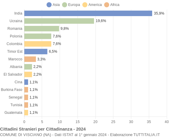 Grafico cittadinanza stranieri - Visciano 2024