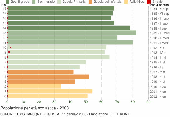 Grafico Popolazione in età scolastica - Visciano 2003