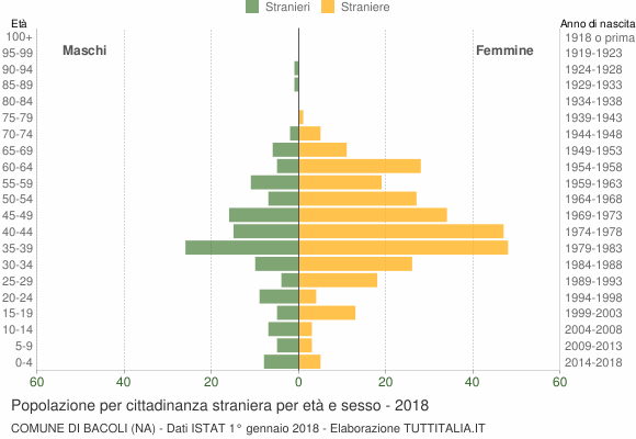 Grafico cittadini stranieri - Bacoli 2018