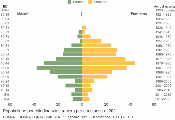 Grafico cittadini stranieri - Bacoli 2021