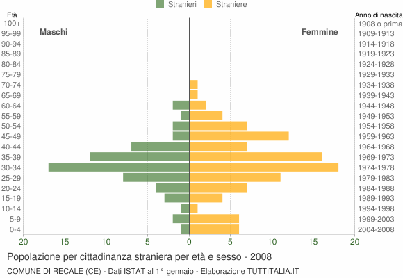 Grafico cittadini stranieri - Recale 2008