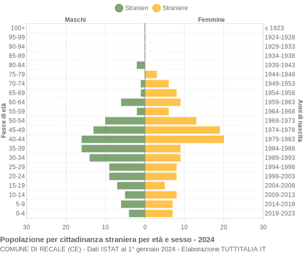 Grafico cittadini stranieri - Recale 2024