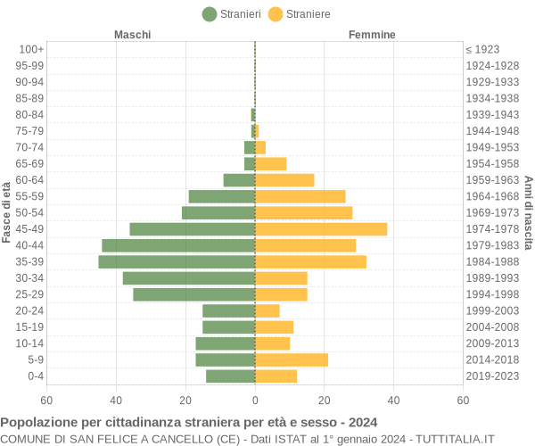 Grafico cittadini stranieri - San Felice a Cancello 2024