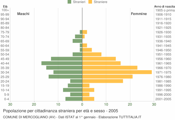 Grafico cittadini stranieri - Mercogliano 2005