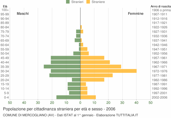 Grafico cittadini stranieri - Mercogliano 2006