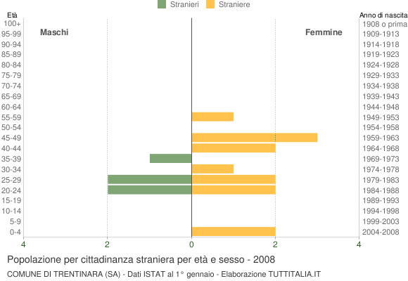 Grafico cittadini stranieri - Trentinara 2008