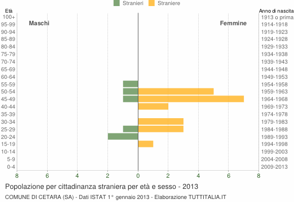 Grafico cittadini stranieri - Cetara 2013