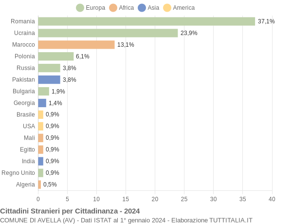 Grafico cittadinanza stranieri - Avella 2024